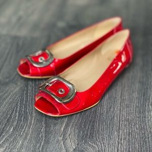 Stuart Weitzman Red Patent Leather Flats size 9.5